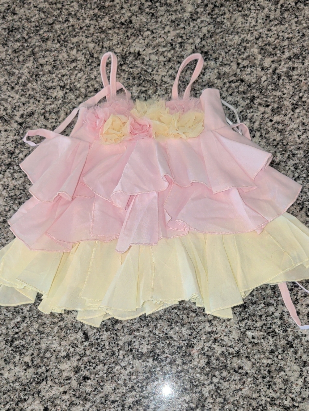 Kate Mack Pink & Cream Ruffle Camisole with Floral Trim